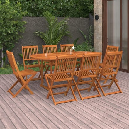 vidaXL - 9-delige - Tuinset - 180x90x75 - cm - massief - acaciahout