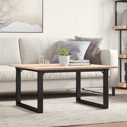 vidaXL - Salontafel - O-frame - 80x80x45 - cm - massief - grenenhout - en - staal