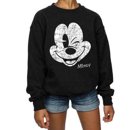 Disney Meisjes Mickey Mouse Gezicht Katoenen Sweatshirt (Zwart)