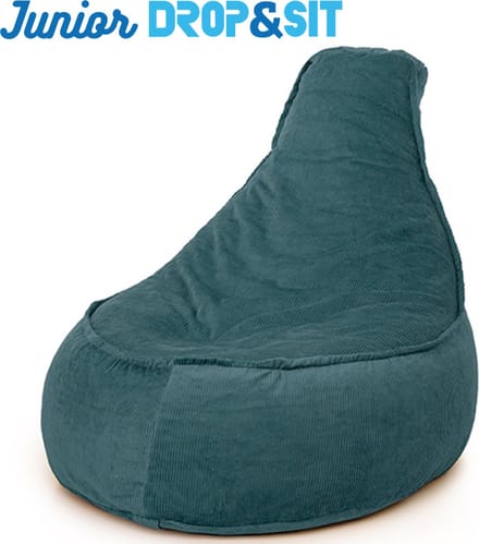 Drop & Sit - Stoel Zitzak Ribstof - Petrol - Junior - Voor Binnen