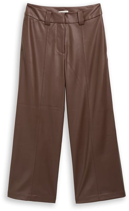 Tom Tailor - Culotte broek in leerlook - Maat 42/28 - dark pecan brown