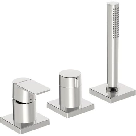 Hansastela ready-mount set single-lever mixer 3-hole, square rosette 57319473