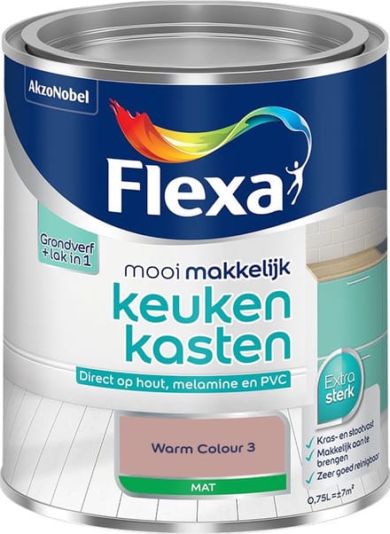 Flexa - Mooi Makkelijk Keukenkasten Mat - Warm Colour 3 - Mengverf - 750 Ml