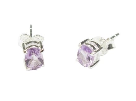 Zilveren knop oorbellen Amethist 925 zilver