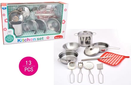 Metalen Pottenset +Acc 13 Delig.