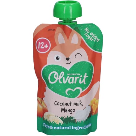 Olvarit Knijpfruit Kokosmelk Mango - Baby smoothie met tropisch fruit en kokosmelk voor kinderen - 100 gram