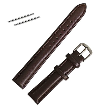 Fako® - Horlogebandje - Echt Leer - Super Soft - 16mm - Donkerbruin