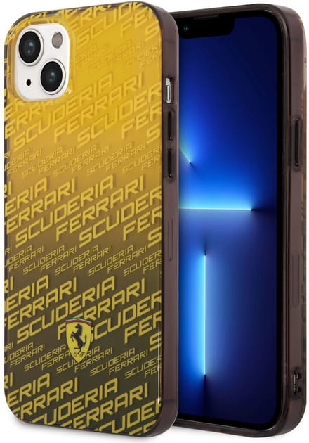 Ferrari Back cover - iPhone 14 Plus & 15 Plus - Gold/Yellow - Slank design - Bescherming tegen krassen