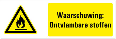 Waarschuwing voor ontvlambare stoffen tekstbord 200 x 75 mm