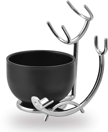 Deluxe Scheer Stand Met Kom – 2 Stuks Houder Set – Geschikt voor Kwast & Recht Mes