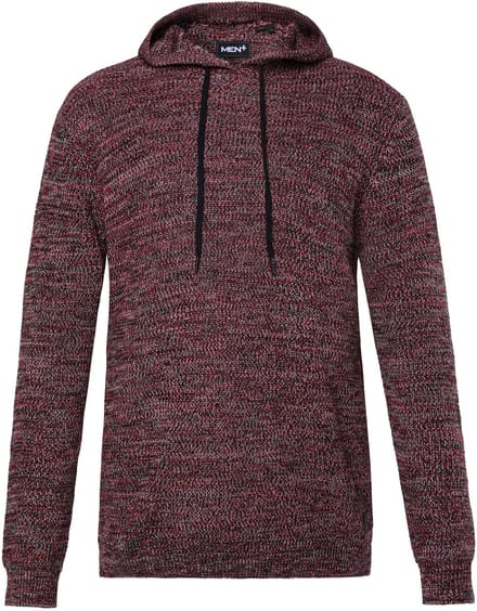 Men Plus - Heren - Trui met capuchon gebreide hoodie gemêleerd breisel - Zwart - Maat 5XL