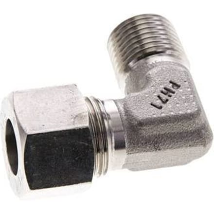 12L & M16x1.5 (con) RVS L-Vorm Snijringkoppeling Buitendraad 315bar ISO 8434-1