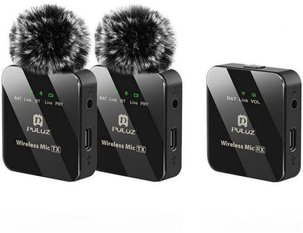 Puluz Wireless Lavalier Microphone 2 TX + 1 RX