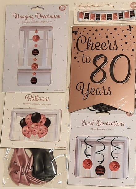 Feestversiering – rose gold/zwart - complete set - 80 jaar - luxe set