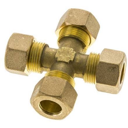 14mm Messing Kruissok Knelfitting DIN EN 1254-2 - FL4X-O-B-14