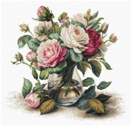 Luca-S Vase with Roses borduren (pakket) B7026