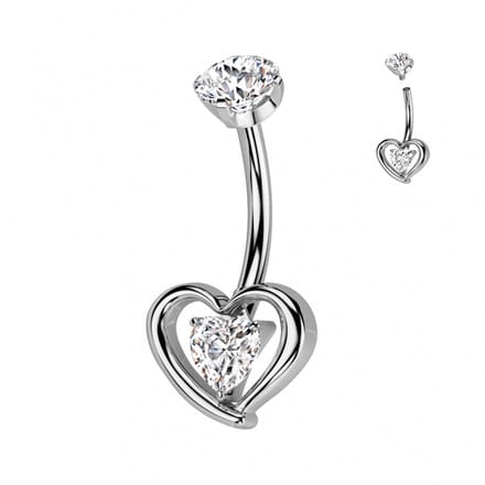 Piercing titanium hartje inside hartje wit - LMPiercings