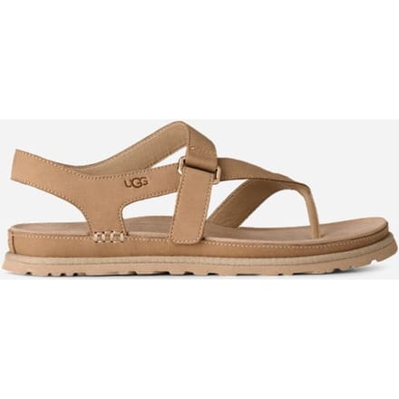 UGG® GoldenGaze Toe Post Sandal in Brown, Leather/Polyester