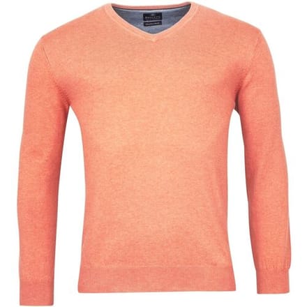 Baileys Trui V-Neck Cotton Single Knit Soft Coral Melange / male