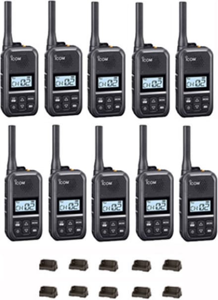 Set van 10 Icom IC-U20SR IP54 mini Portofoon met tafel lader
