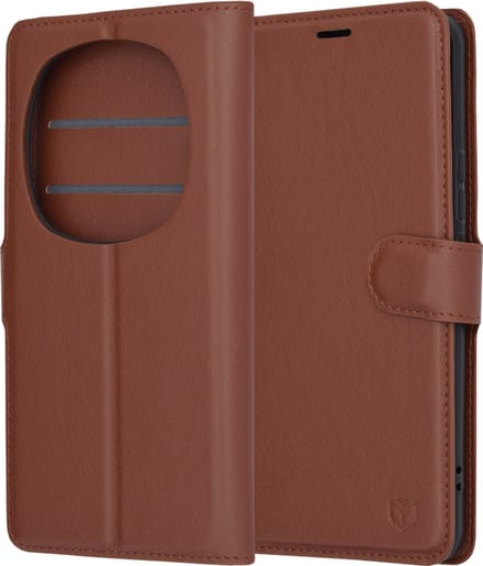Hoesje geschikt voor HONOR Magic6 Pro - Techsuit Leather Folio Book Wallet Case - Bruin
