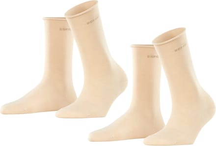 Esprit Basic Pure 2-Pack eenkleurig katoen multipack sokken dames beige - maat 39-42