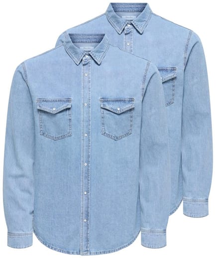 Only & Sons Heren Jeans overhemd 2 pack Bane