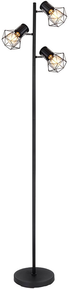 Globo - vloerlamp - Priska - zwart - metaal - E27 - 54017-3S