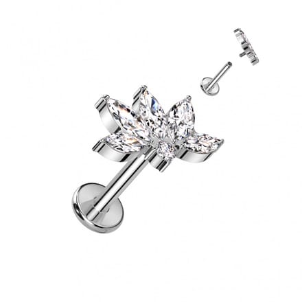 Piercing titanium sierlijke Marquise 1.2x8 - zilver - LMPiercings