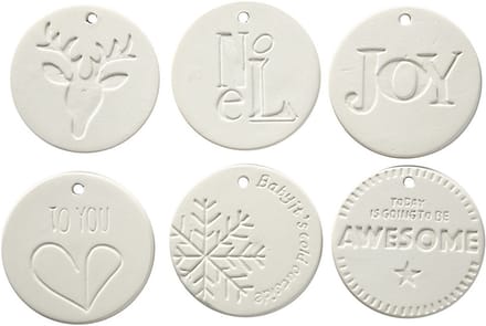Ornamenten om te hangen, afm 7x7 cm, dikte 0,6 cm, wit, 24 stuk/ 1 doos
