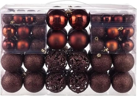 Nivard Kerstballen - Kerstversiering - Plastic - Bruin- Kerstballenset - 100 stuks