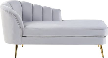 BELIANI ALLIER - Chaise longue - Lichtgrijs - Linkerzijde - Fluweel