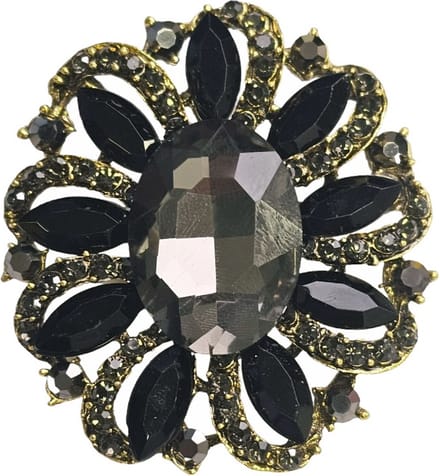 Fako Bijoux® - Broche - Bloem - Ovaal - 53x58mm - Zwart