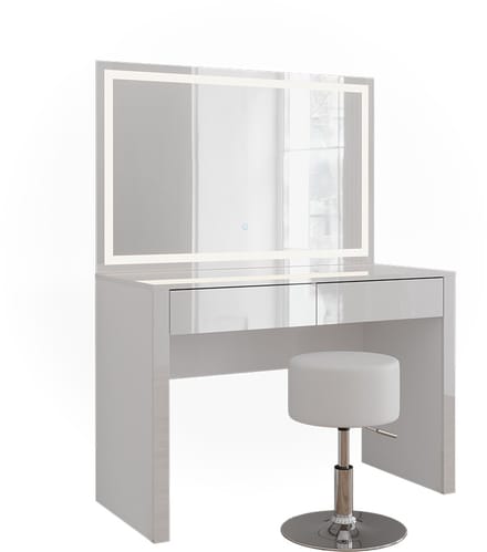 Vicco Annabelle Kaptafel – 110 cm met LED-spiegel en kruk Wit hoogglans/wit