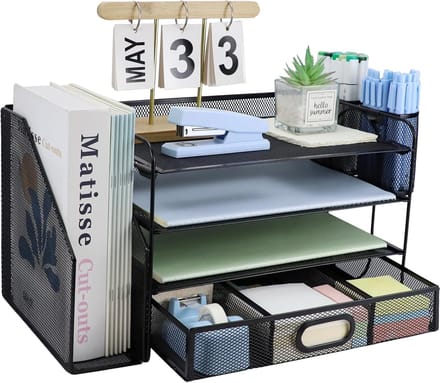 Bureau Organizer - Documentenhouder - Thuiswerkplek - Vier Lades - 40.5 cm - Zwart