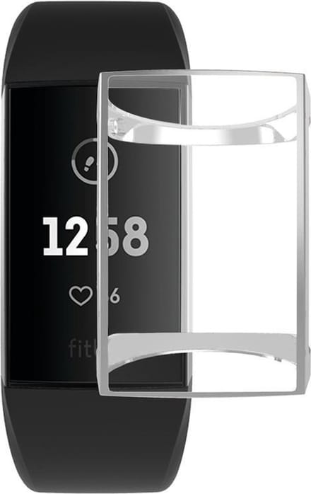 By Qubix - Geschikt voor Fitbit Charge 3 - Fitbit Charge 4 Case (volledig beschermd) - Zilver