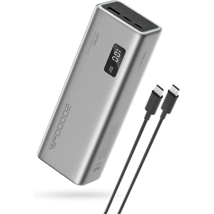 Powerbank 20000mAh USB-A USB-C 150W - Grijs
