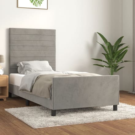 vidaXL - Bedframe - zonder - matras - 90x200 - cm - fluweel - lichtgrijs