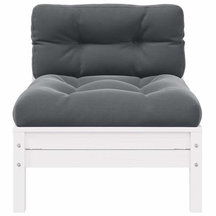 vidaXL - Tuinbank - 2-zits - met - kussens - massief - grenenhout - wit