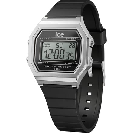 Ice Watch Ice Digit Retro - Black Silver Dames Horloge Zwart 022063