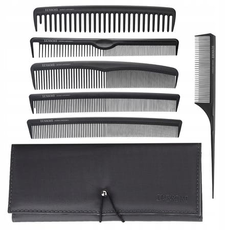 LUSSONI 7-delige Professionele Kammen Set met Etui