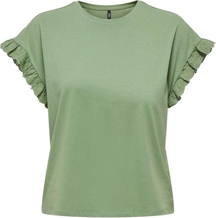 Only T-shirt Onliris S/s Emb Top Jrs Noos 15255618 Hedge Green Dames Maat - M