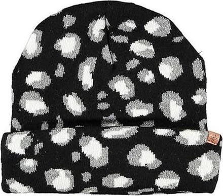 Sarlini Luxe gebreide kindermuts met luipaard print - grijs/zwart