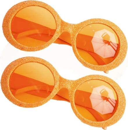 Faram party brillen - 2 stuks - oranje - glitters - disco