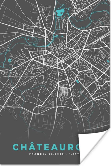 Poster Châteauroux - Plattegrond - Stadskaart - Frankrijk - Kaart - 40x60 cm