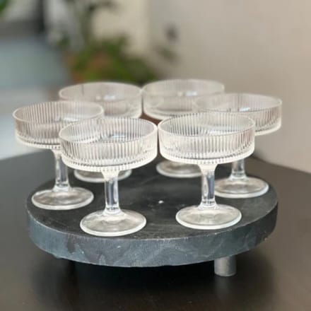 Geribbelde Dessertglazen op Voet – Handgemaakt – Set van 6 – 220 ml