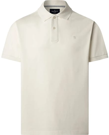 Hackett Jacquard Collar Korte Mouw Poloshirt Beige,Wit XL Man