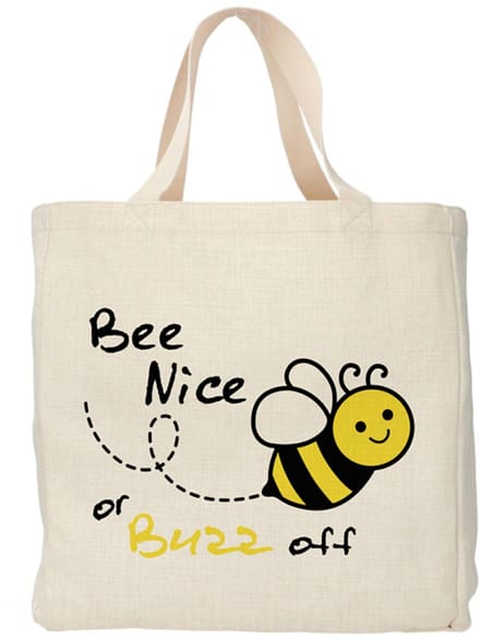 Shopper - Totebag - Boodschappentas | Bee Nice or Buzz off | Duurzaam - Linnenlook - 48x38cm