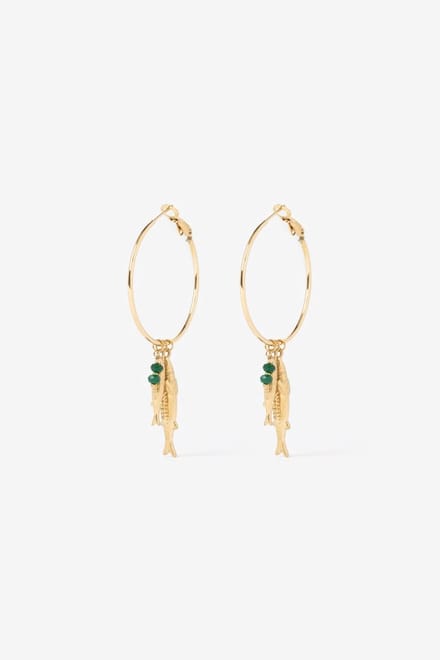 Sissy-Boy - Gold plated hoop oorbellen met vissen
