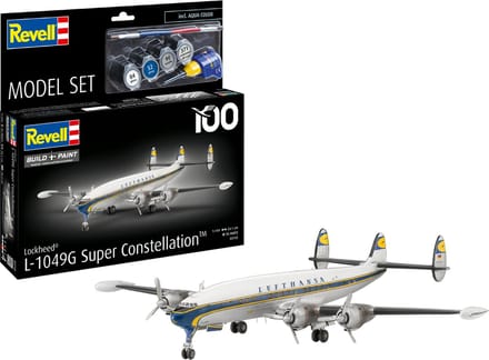 Revell Modelbouwpakket Vliegtuigen - 63745 Lockheed L.1049G Super Constellation - Lufthansa 100 - Duits Passagiersvliegtuig - Model Set Plastic - 1:144 - Modelbouw